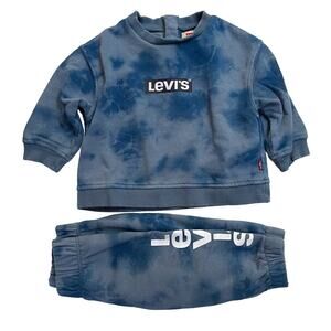 Levi’s Blue Tie Dye Baby Sweatsuit Sweatshirt Sweatpants Matching Set 6 Months